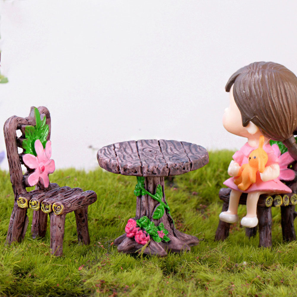 Bonsai Garden Home - 5Sets Resin Miniature Chair Table Garden