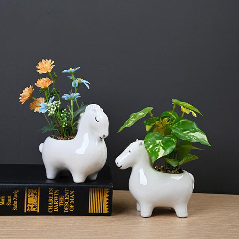 White Porcelain Creative Horse - đánh giá và giá Bonsai Garden Art