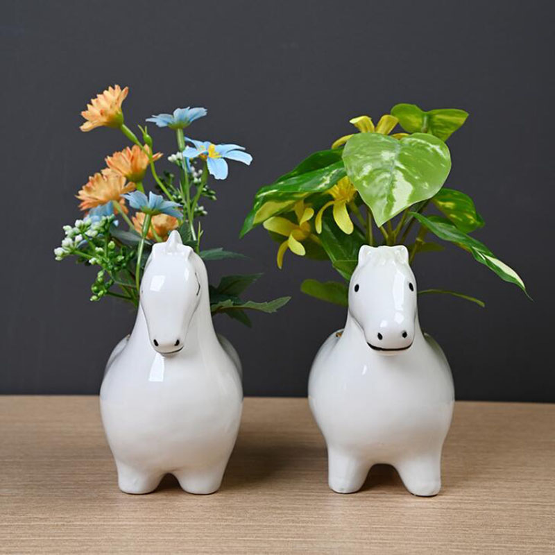 White Porcelain Creative Horse - đánh giá và giá Bonsai Garden Art