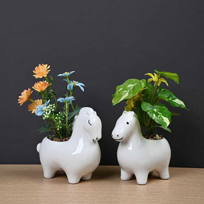 White Porcelain Creative Horse - đánh giá và giá Bonsai Garden Art