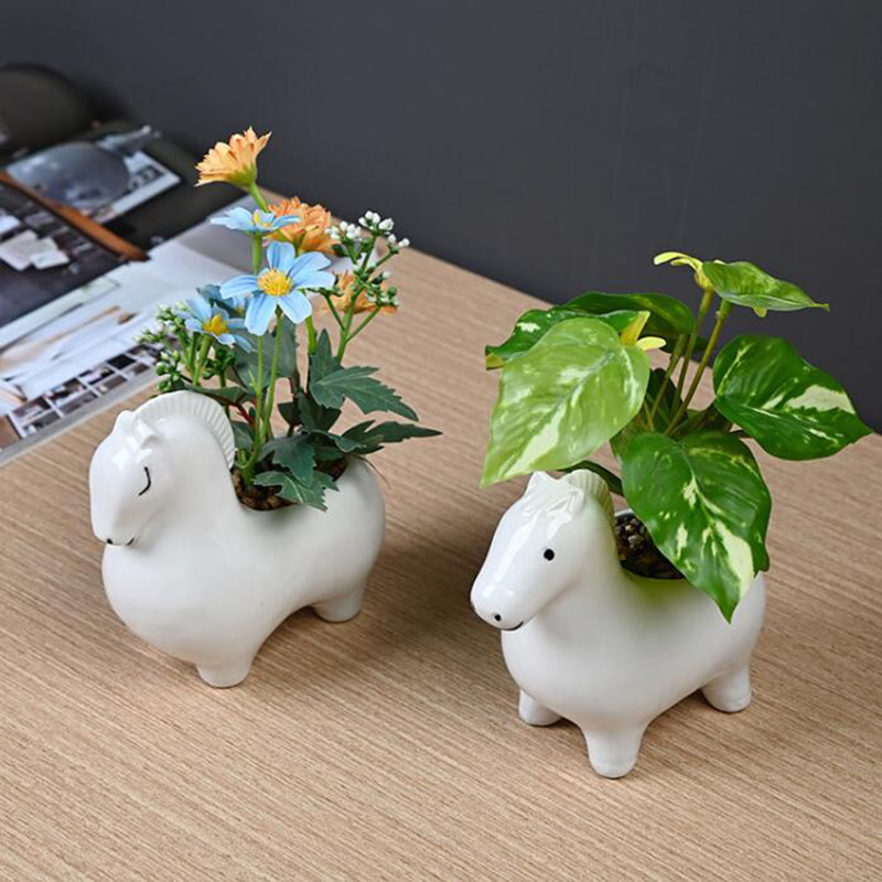 White Porcelain Creative Horse - đánh giá và giá Bonsai Garden Art