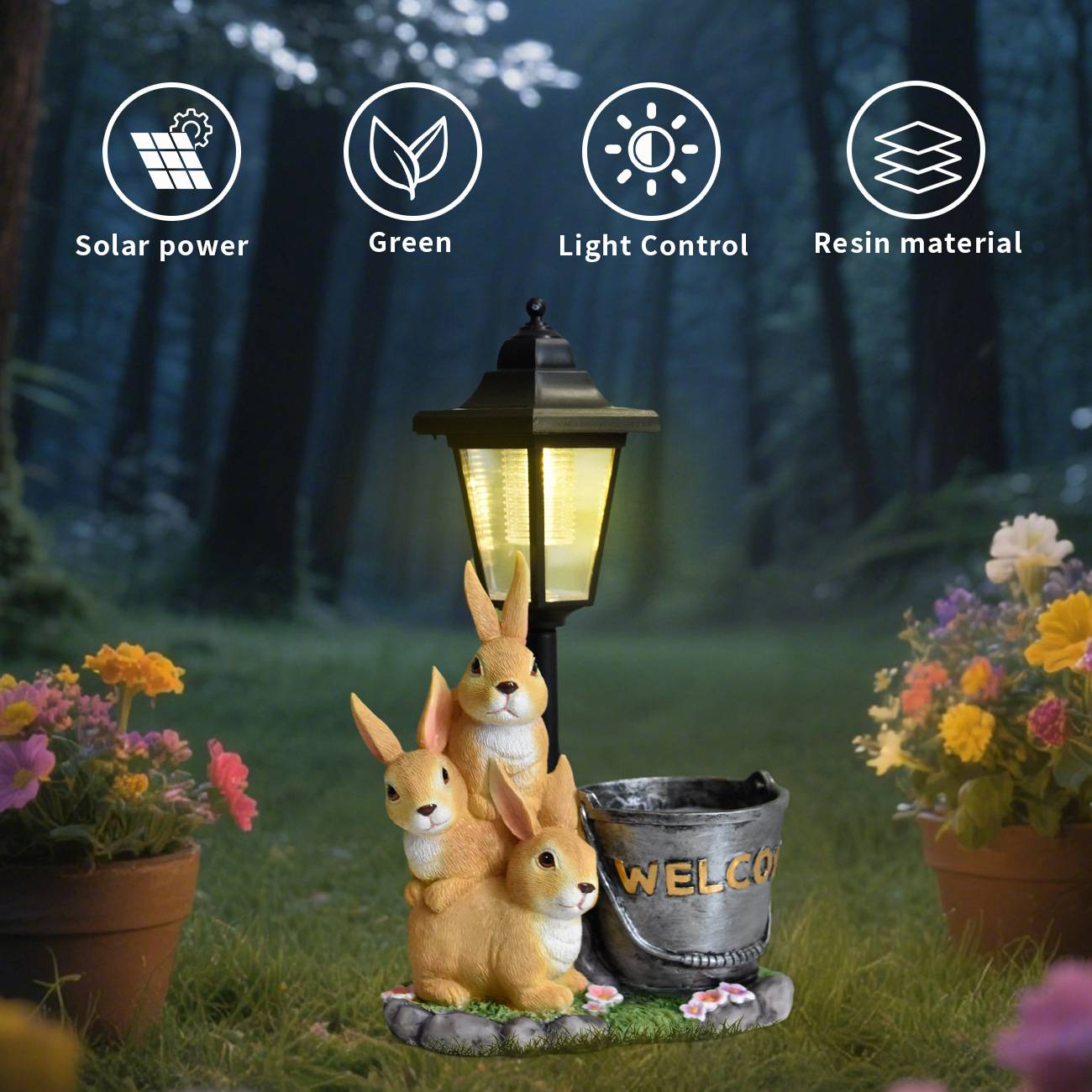 New rabbit solar garden light  - đánh giá và giá Landscape Bonsai Garden